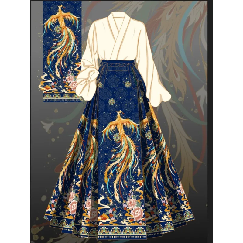 

New phoenix pattern Ming-made Hanfu, temperament classical Chinese style daily wear women's clothing