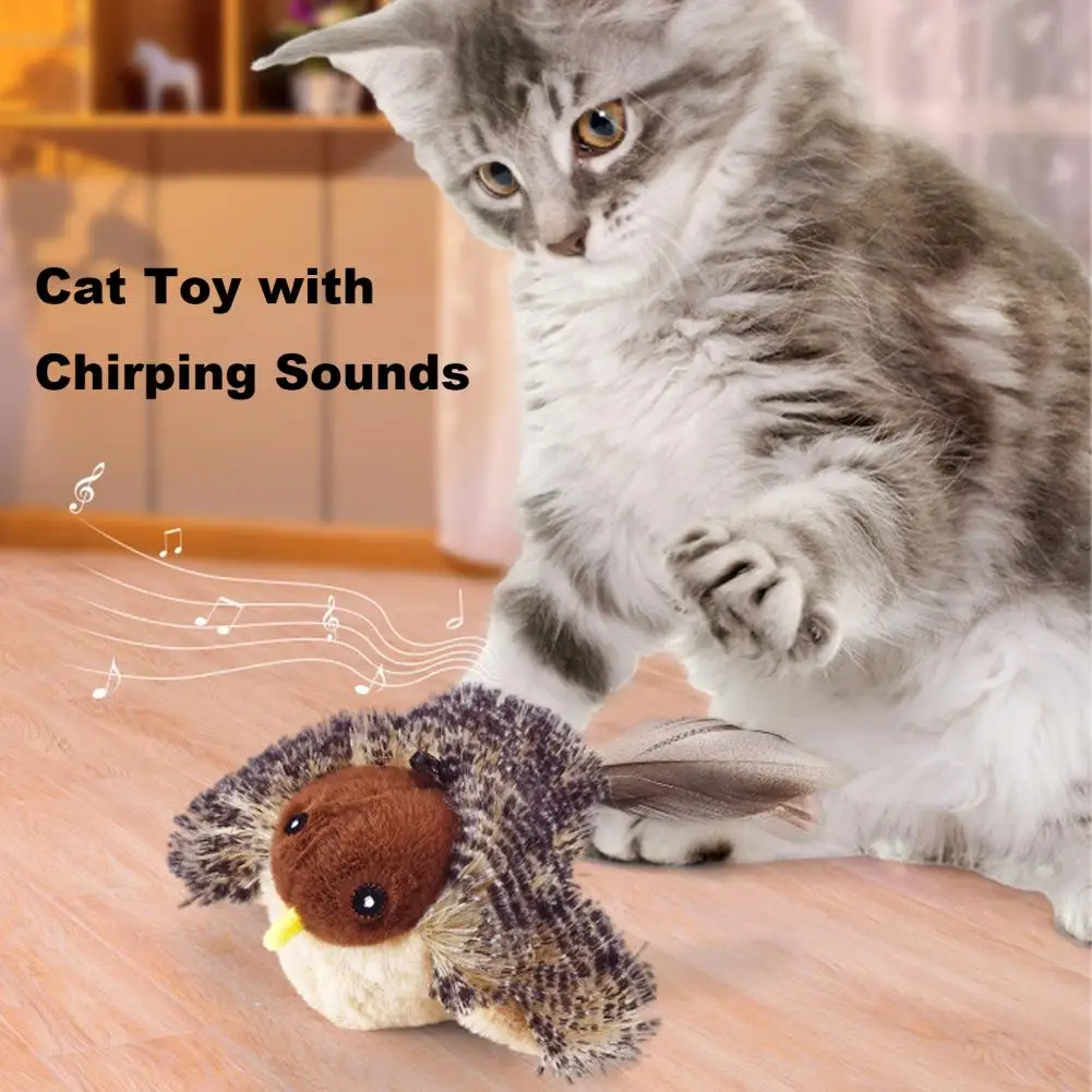 Cat Toy with Chirping Sounds USB Rechargeable Cat Hunting Stimulation Toy Remote Control Flapping Bird Cat Toy for Indoor Cats