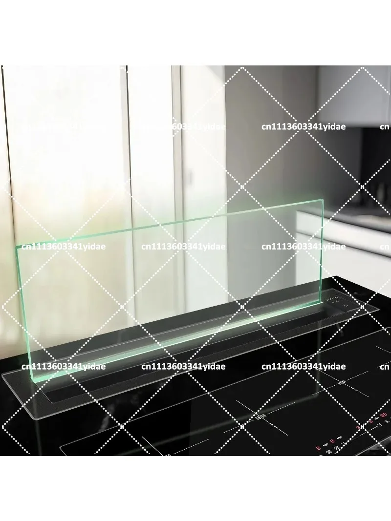 

Slim Line Glass Downdraft Cooker Hood Island Vented Air Down for Kitchen