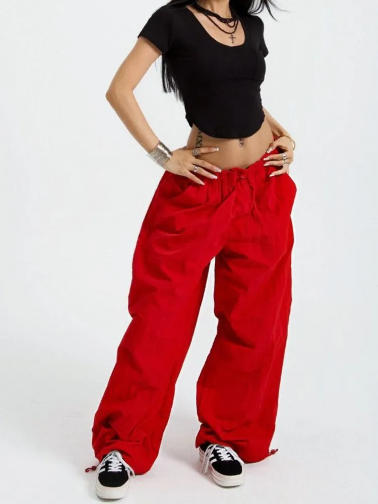 New American Retro Loose Street Workwear Pants Women's Spring And Summer Cool Hot Girl Embroidered Straight Casual Sports Pants