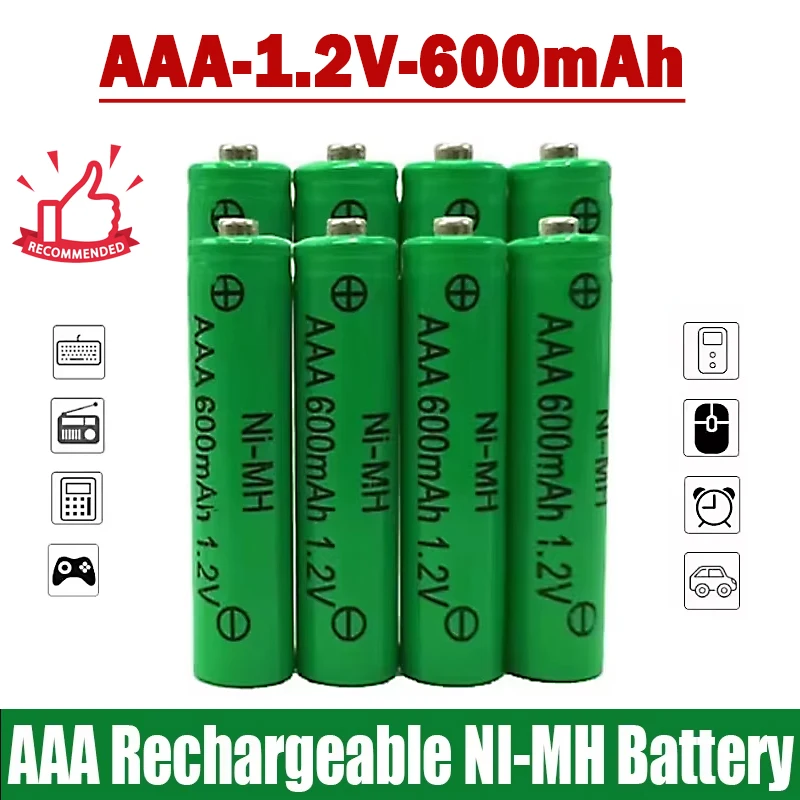 

New Original AAA 1.2V 600mAh Ni-MH Rechargeable Battery for Remote Control Shaver MP3/MP4 LED Toy Flashlight Electric Toothbrush