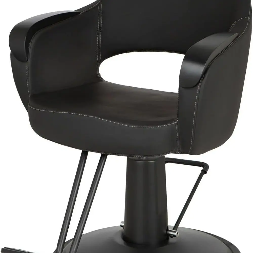 

Стильное кресло для салона Luna Noir с черным винилом, рисунком, металлическими подлокотниками, гидравлическим основанием, подставкой для ног — модель Y-356-BLK