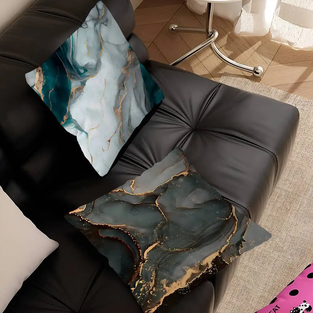 Fashion Marble Maple Design Cushion Cover Happy Autumn Harvest Decor Holiday Decorati Pillow Cover