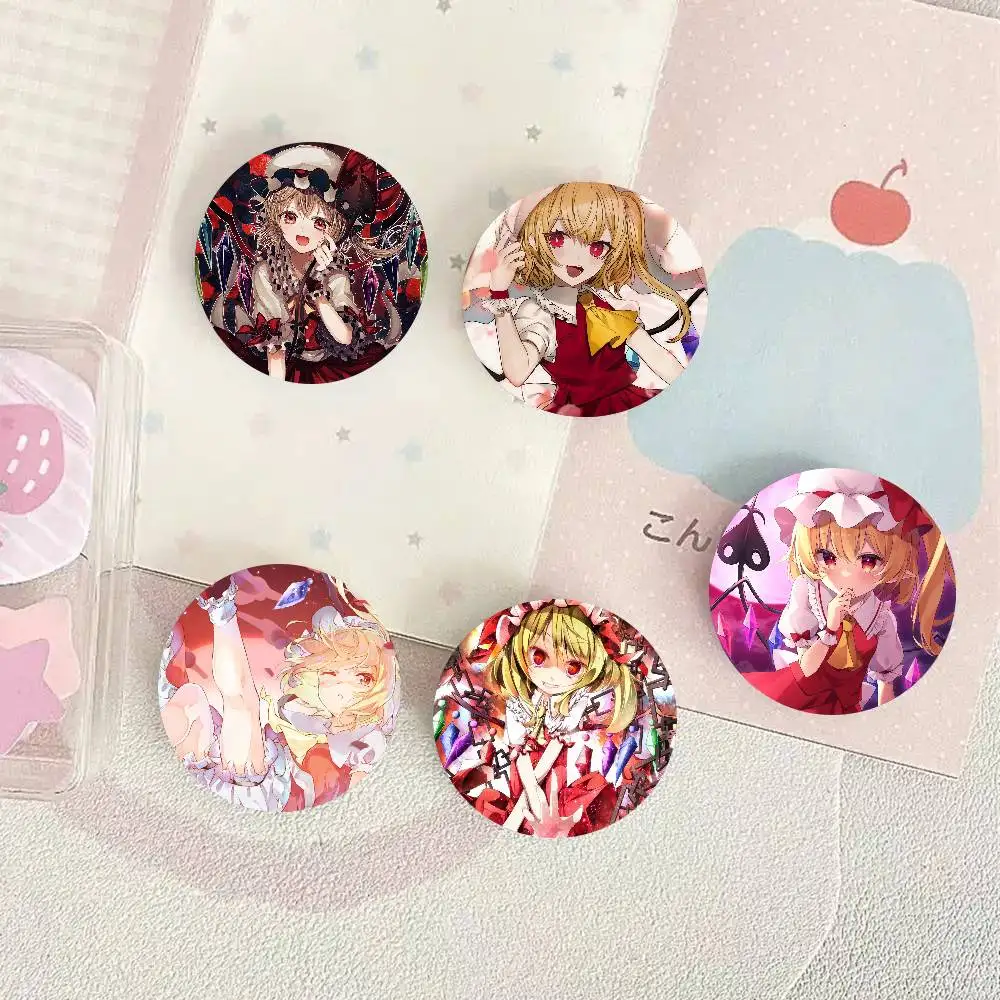 Touhou Project Flandre Scarlet Anime Cartoon Style Badge Brooches On Backpack Decoration Round Enamel Pins For Accessorys