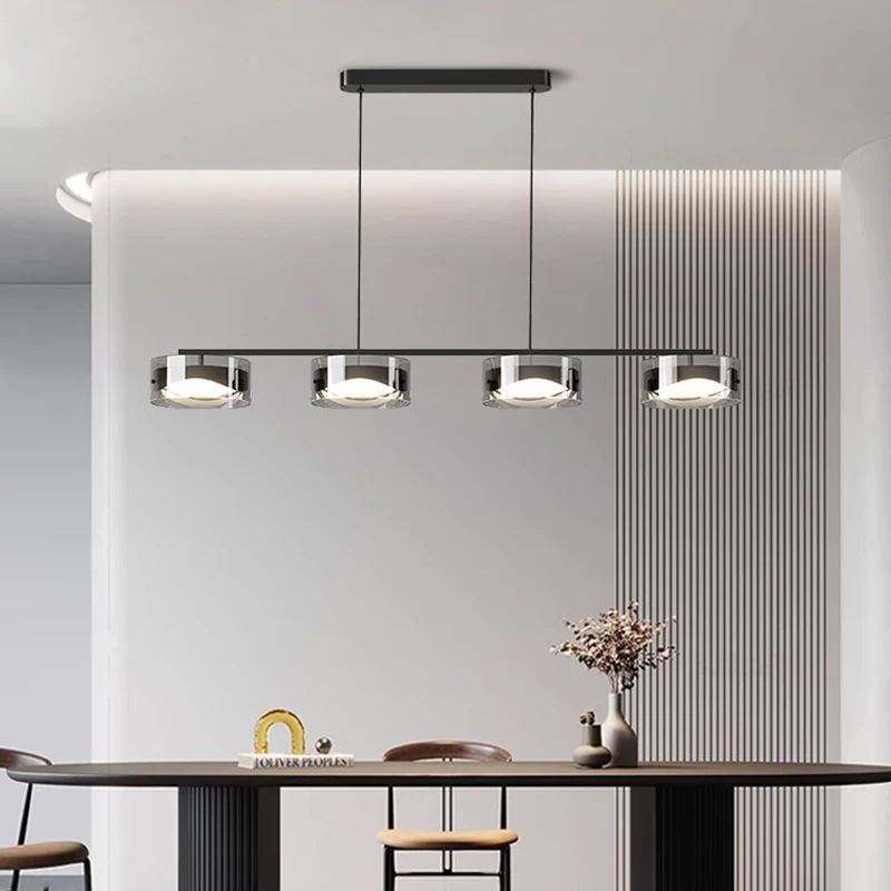 Nordic Minimalist Restaurant Pendant Light Modern Simple Style Light Luxury Glass Three-head Lamp Table Counter Dining Room Lamp