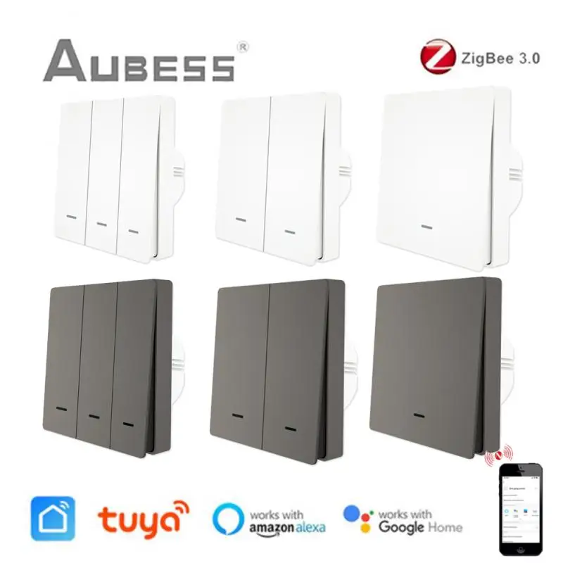 

Tuya ZigBee Smart Light Switch No Neutral Wire No Capacitor Needed 2/3 Way control Works With Alexa Google Home 2mqtt Smart Life