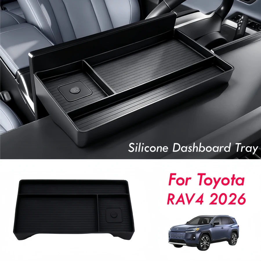 

Черный силиконовый органайзер для приборной панели Toyota RAV4 2026, лоток для хранения за экраном, аксессуары для RAV4 2026