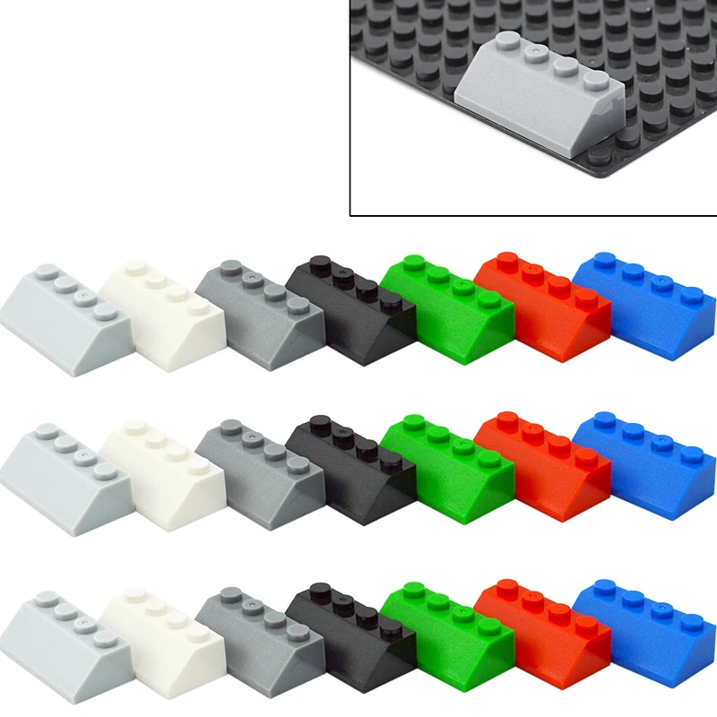 50PCS Slope 45° 2x4 DIY Sloping Building Blocks Thick Figures Brick Slope size Compatible With 3037 Educational Creative Toy