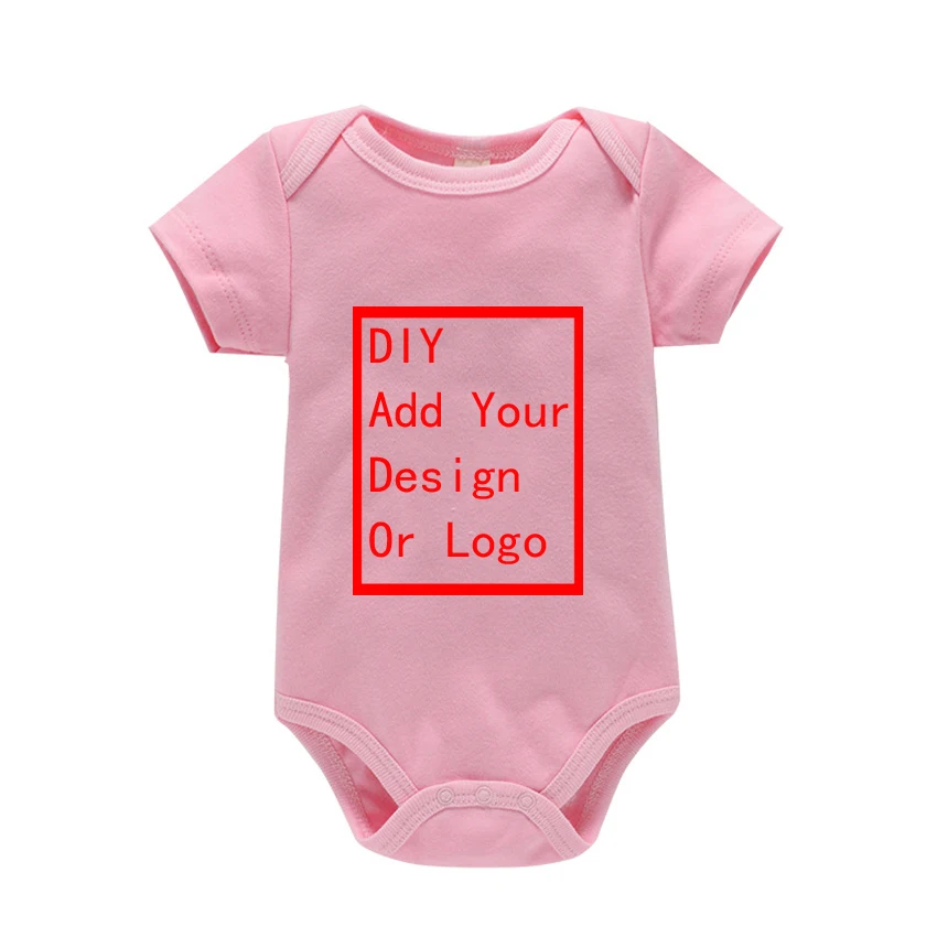 Newborn Baby White Short Sleeve Romper Print Outfit Infant Bodysuit Clothes Gift Customized Your Design Idea Cool DIY Or Logo