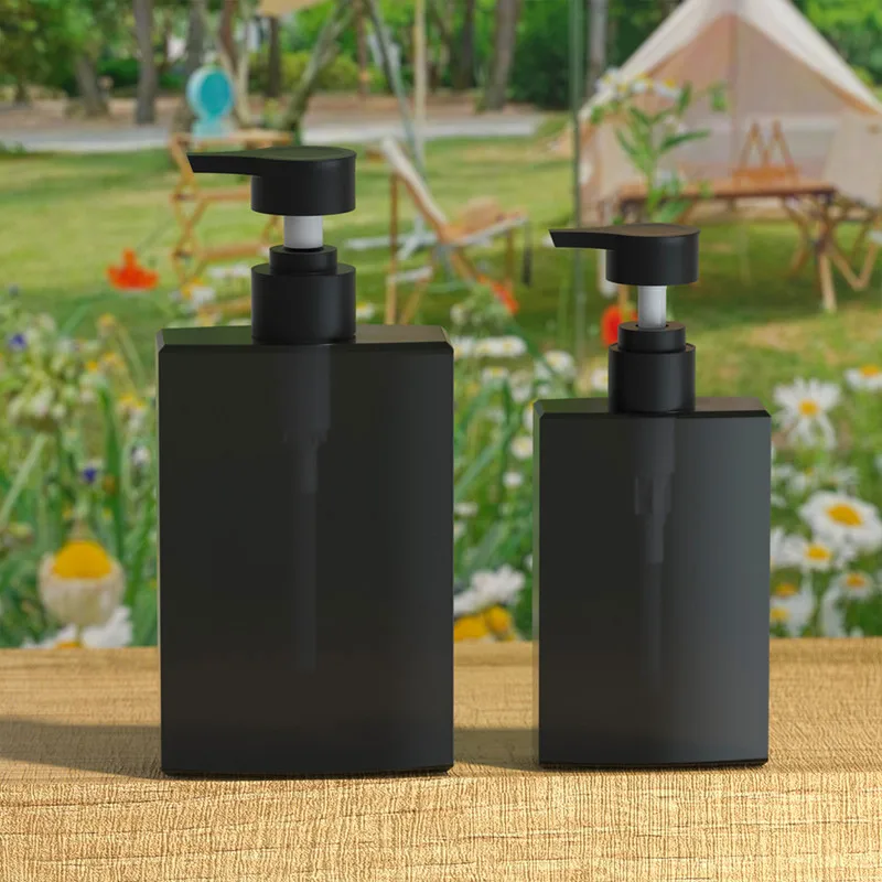 10/25pcs 200/400ml Empty Plastic Lotion Bottle Square Black Bottle Toiletries Container Plastic Pump Bottle Bathroom Supplies