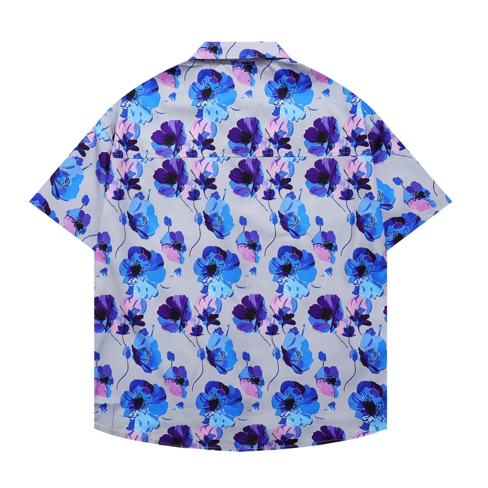 Camisas de praia havaianas retrô masculina, camisa estampada com flores Harajuku, streetwear Hip Hop, casual Aloha Fashion Button Tops, verão