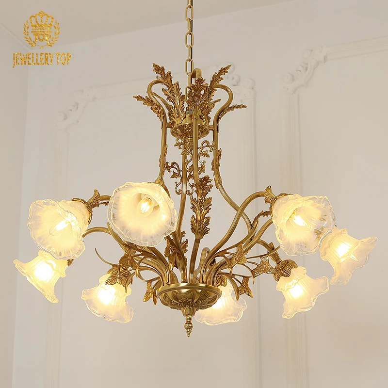 JewelryTop Lâmpadas suspensas estilo rococó medieval de vidro LED com lustre de abajur de flor