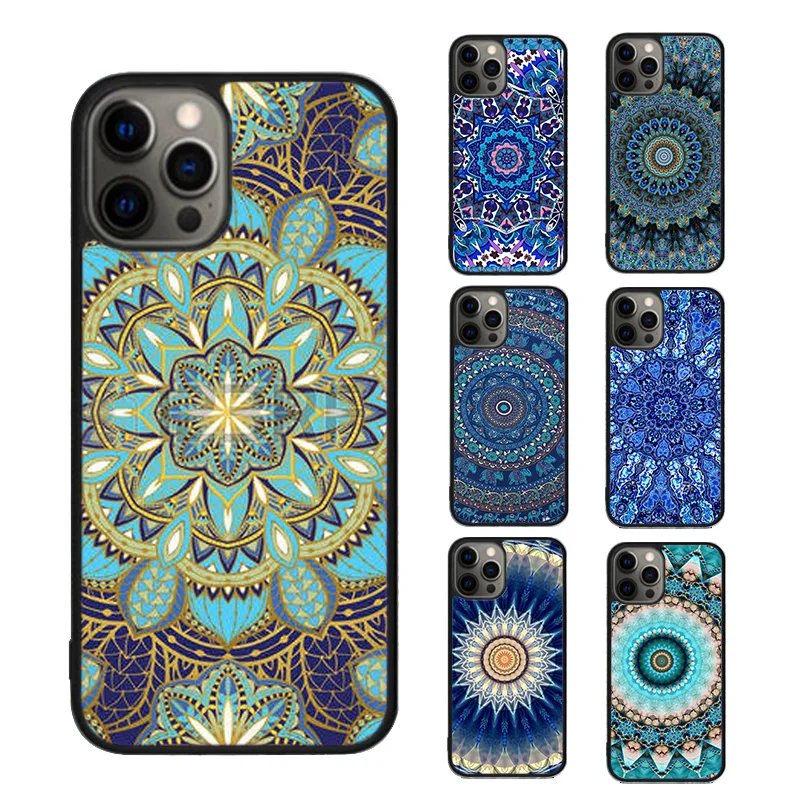 Mandala Flower Back Phone Case For iPhone SE2020 15 16 14 13 Pro Max Coque 12 11 Pro Max 8 PLUS 7 6S mini fundas cover