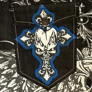 Hohe Hosen der losen Männer, einfache Jeans, Gotik, Schädel, Geometrie, Amerikaner, Retro, Hip Hop, Paarmode, Straße, Y2K 8 Hauptverkaufsschädel Calcas - №2