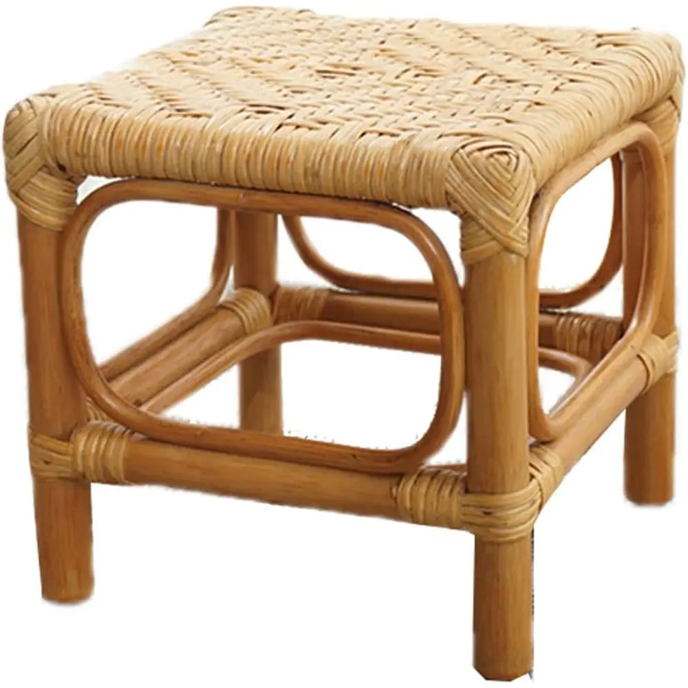 

Double-Layer Rattan Stool: Multifunctional Step, Shoe Changing, or Padded Seat for Home Use