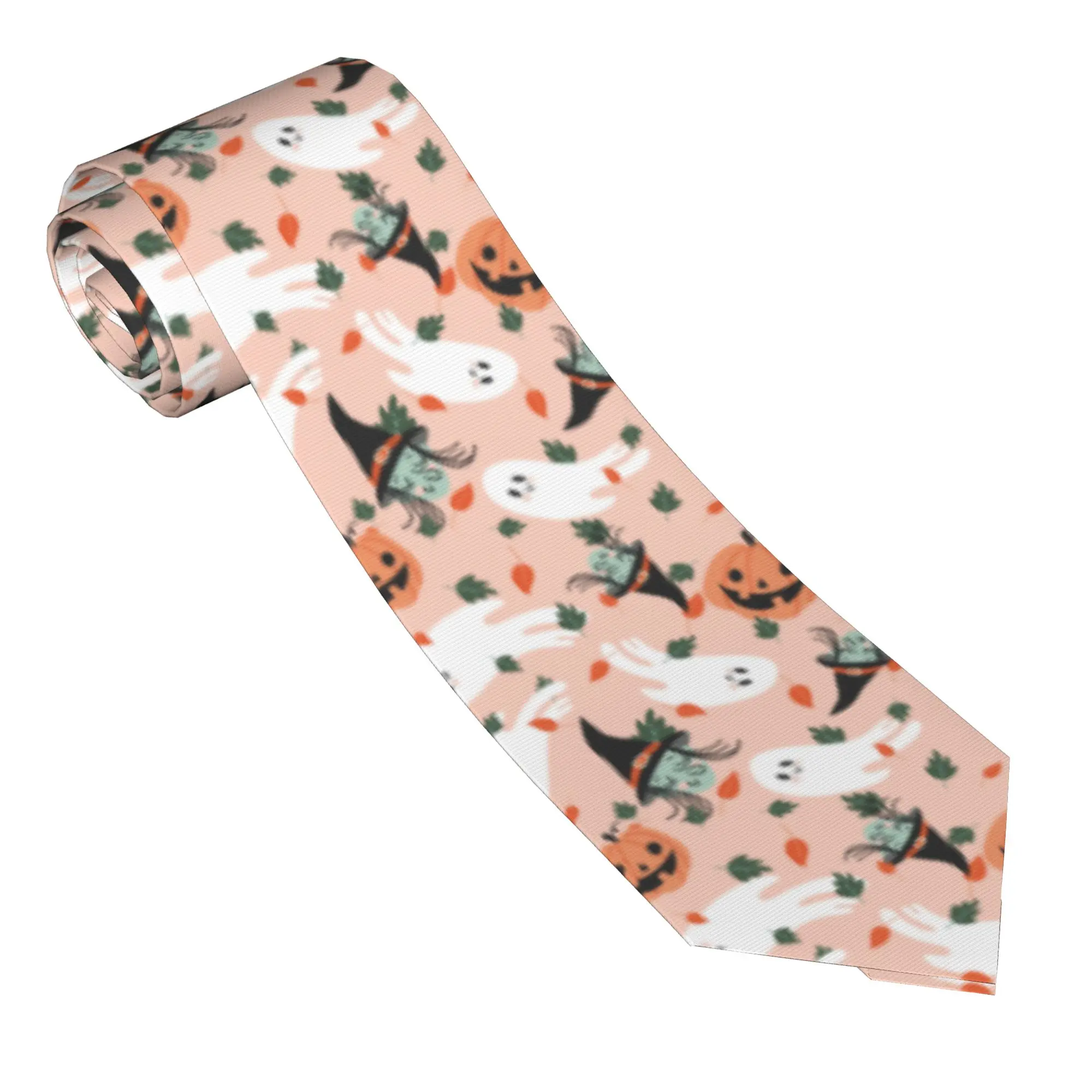 Halloween Men Neckties Casual Polyester 8 cm Wide Pumpkin Ghost Witch Cartoon Neck Tie for Mens Accessories Cravat Wedding  Gift