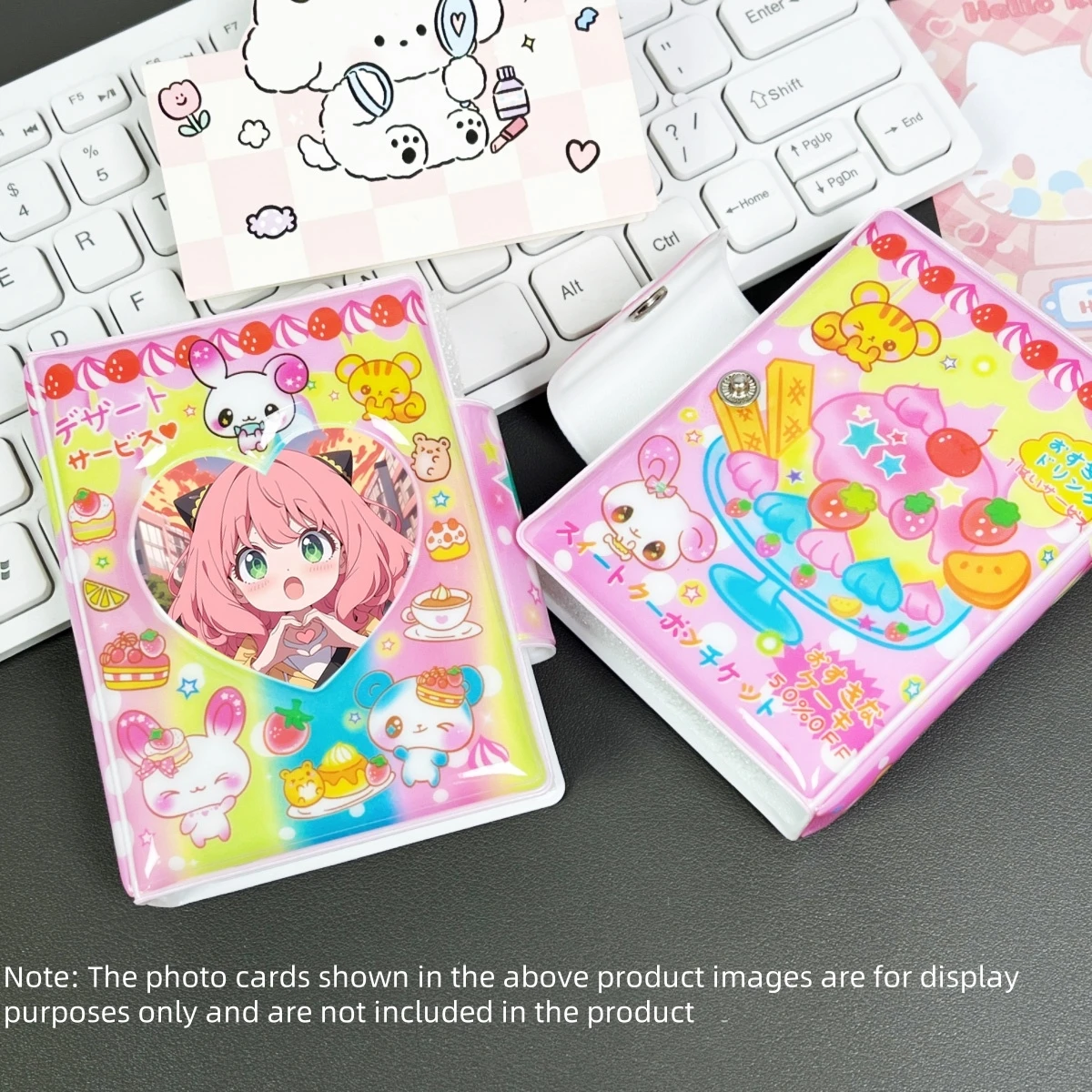 Cute Ancient-Style Animal Party Photo Album, Kpop Photo Card Holder, Strawberry and Rabbit Photo Card Holder, Suitable for 3-3.5inch Photo Cards, Anime Game Character Photo Card Collection Display