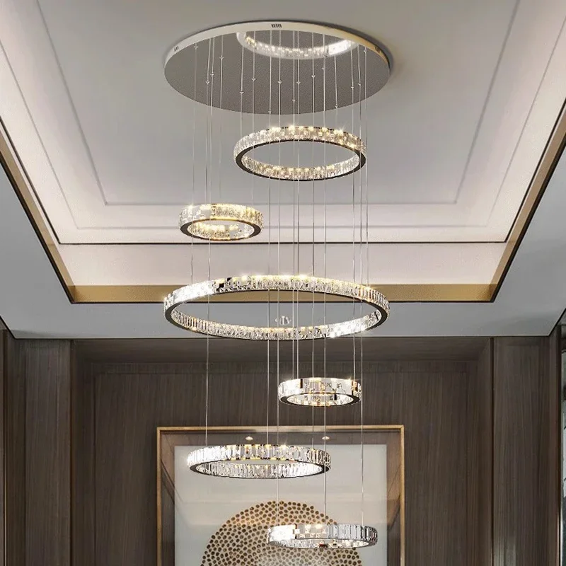 Moderne Ringe Anhänger Kristall Lichter Wohnzimmer Mitteltische Halle Bar Theke DesignerPendelleuchte Home Dekoration Luxus