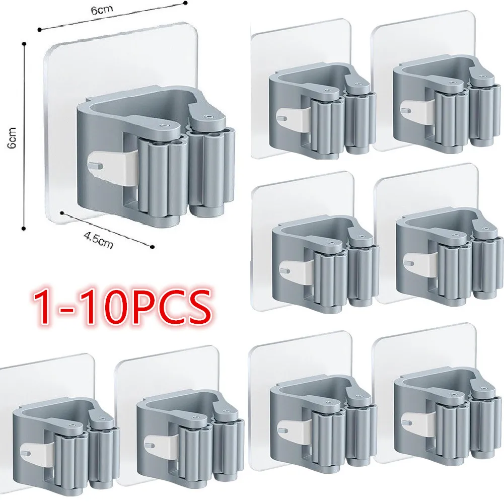 걸레 거치대 자체 접착 빗자루 스탠드, 벽걸이 걸레 지지대, 청소 브러시 후크 보관 정리함, 욕실 주방 액세서리 