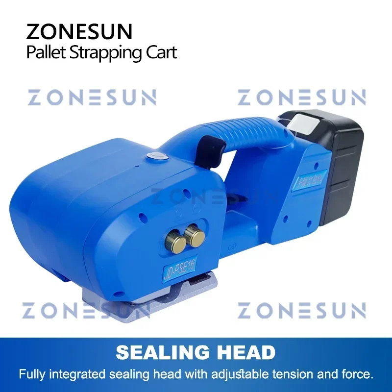 ZONESUN ZS-PSC1 Pallet Strapping Cart No Bending PP/PET Strip Belt Lithium Rechargeable Battery Goods Packing Machine