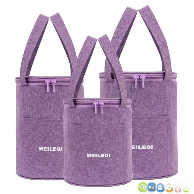 

Thiened Aluminum Foil Insulated Lunch Box Bag round ape Handbag for Office Workers Simple Design Meal very Bag