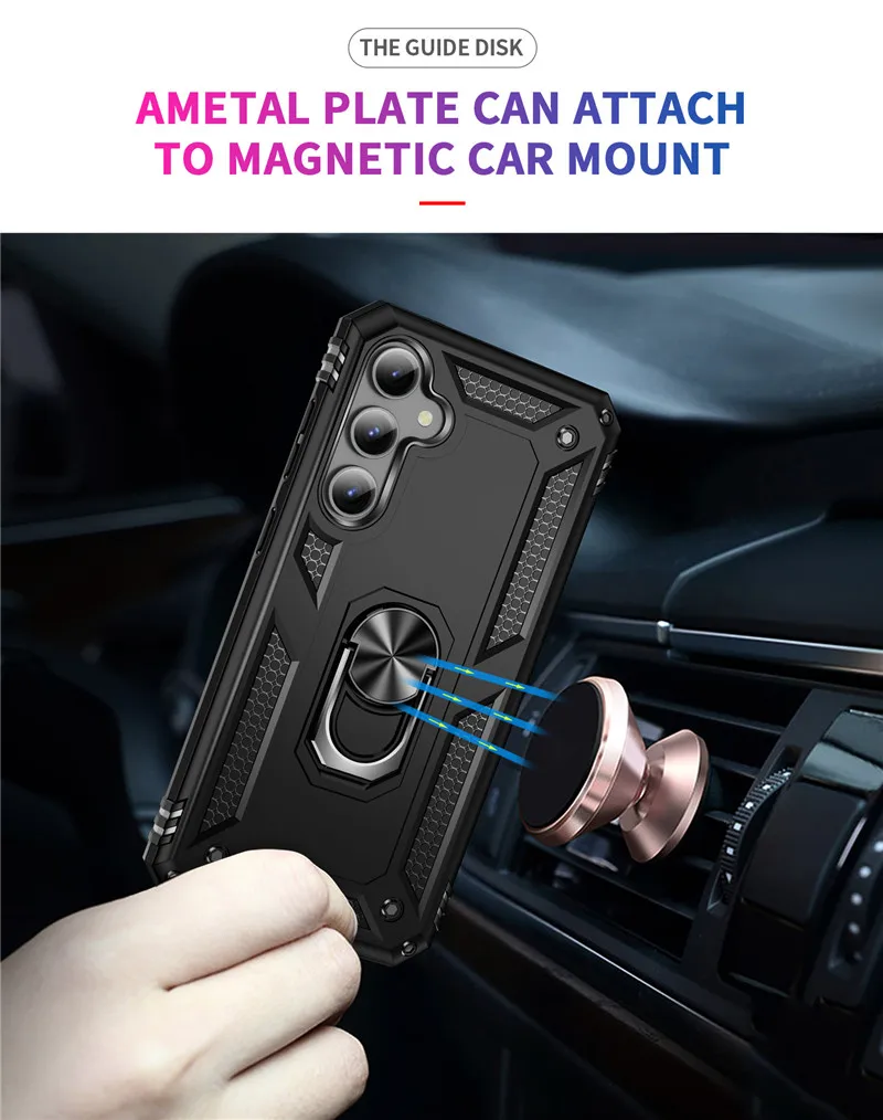 For Samsung Galaxy S23 Ultra S23 FE S23+ Case Magnetic Metal Ring Holder Shockproof Armor Phone Case For S23FE S 23 Plus Cover