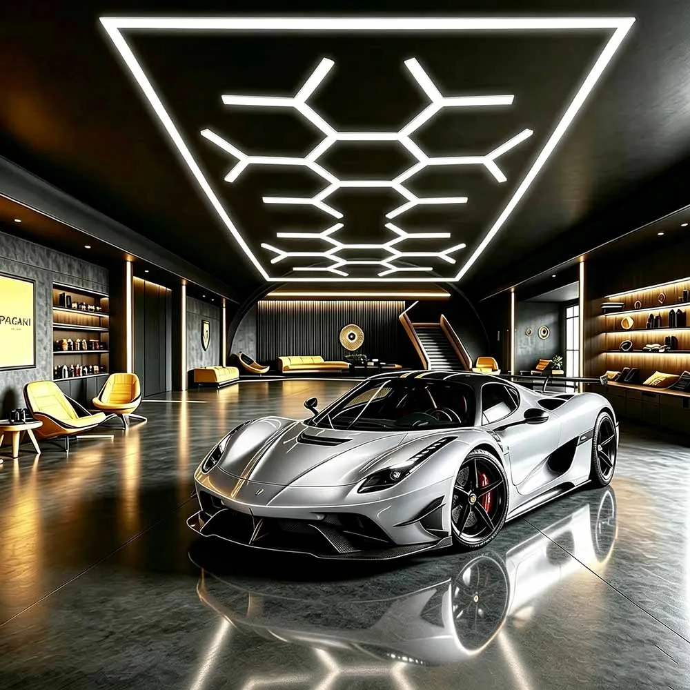 Honeycomb LED Garage Light 6500K Cool White 110-265V No Adapter 565mm Tube Hex Lamp Y T L I Connectors for Auto Repair Shop