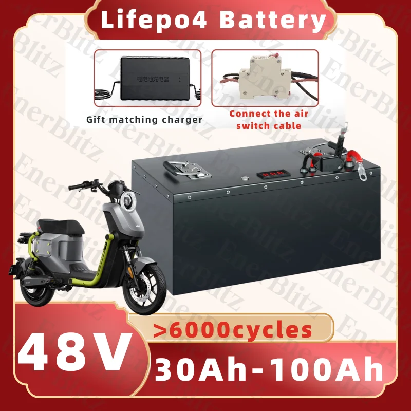 

EB48V 30Ah Lithium Battery 2000w 40Ah 50Ah 60Ah 70Ah 80Ah 90Ah 100Ah Lifepo4 for 1000W 2000W Golf Cart Tractor Two Wheeler Car