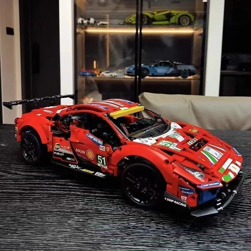 Popular 488GTE Collectible Champion GT Racing Building Block Model Ornaments Mechanical Super Brick Jigsaw Puzzle Adult Gift!