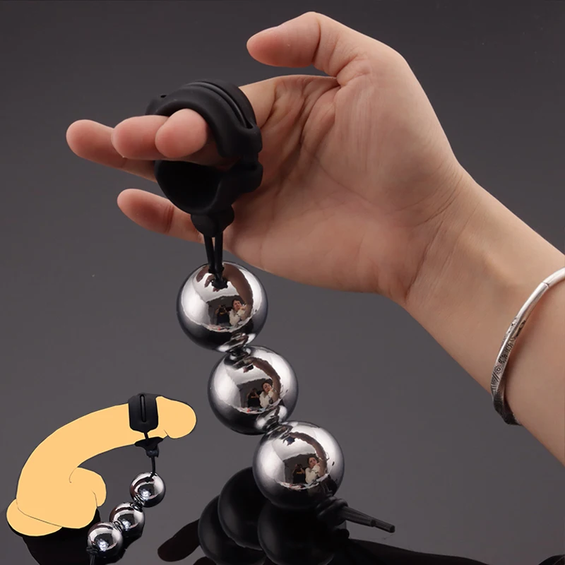 2023 Heavy Duty Metal Ball Pendant Penis Rings Ball Weight Hanger Stretcher Penis Extender Enlargement Cock Ring Male Chastity