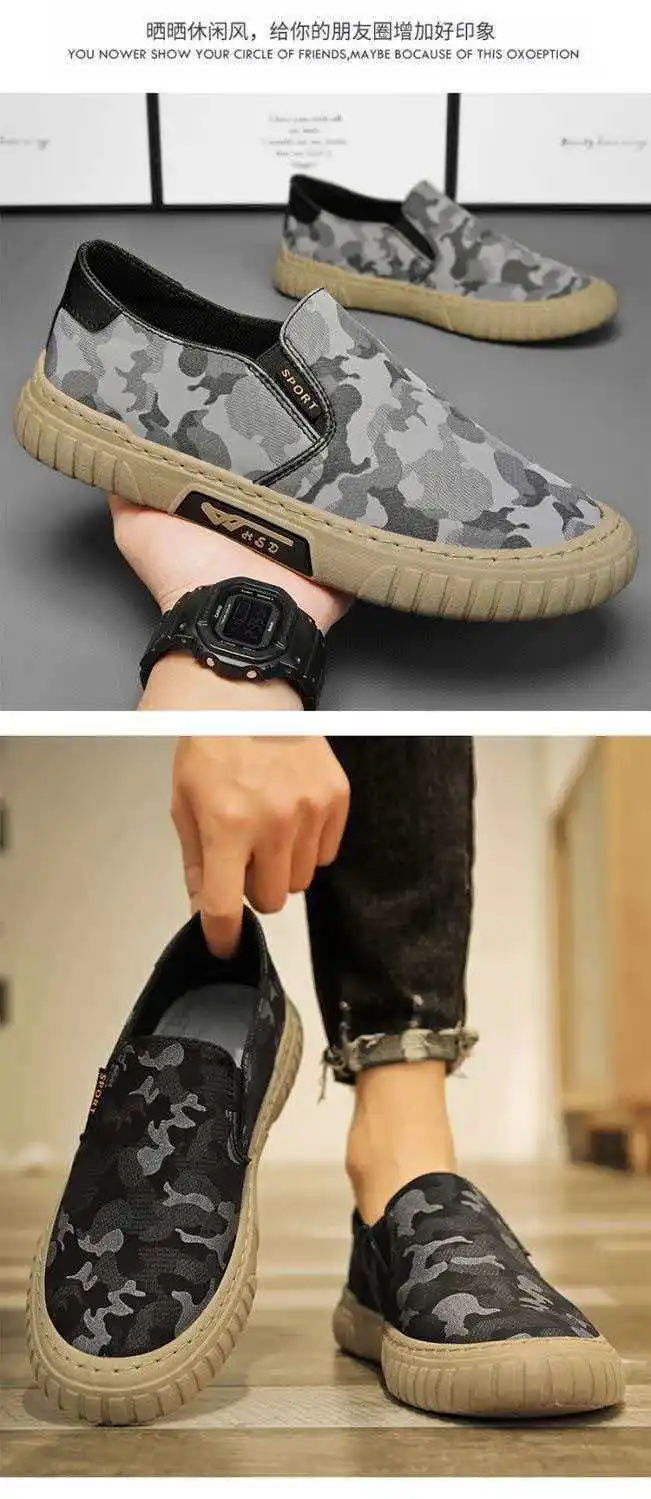Camouflage Canvas Herren Freizeitschuhe Atmungsaktive Sommer Sportliche Slip-On Peking-Freizeitschuhe Runde Zehenkappe Flacher Absatz Leichte Schuhe – Detail 17