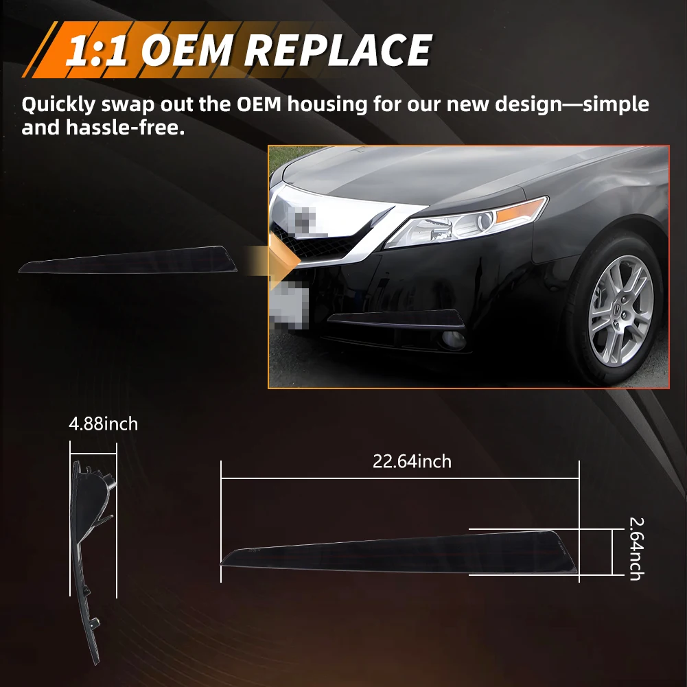 2Pcs For 2009 2010 2011 Acura TL Front Bumper DRL Light Daytime Running Light Driving Light Parking Light Turn Signal Light LED
