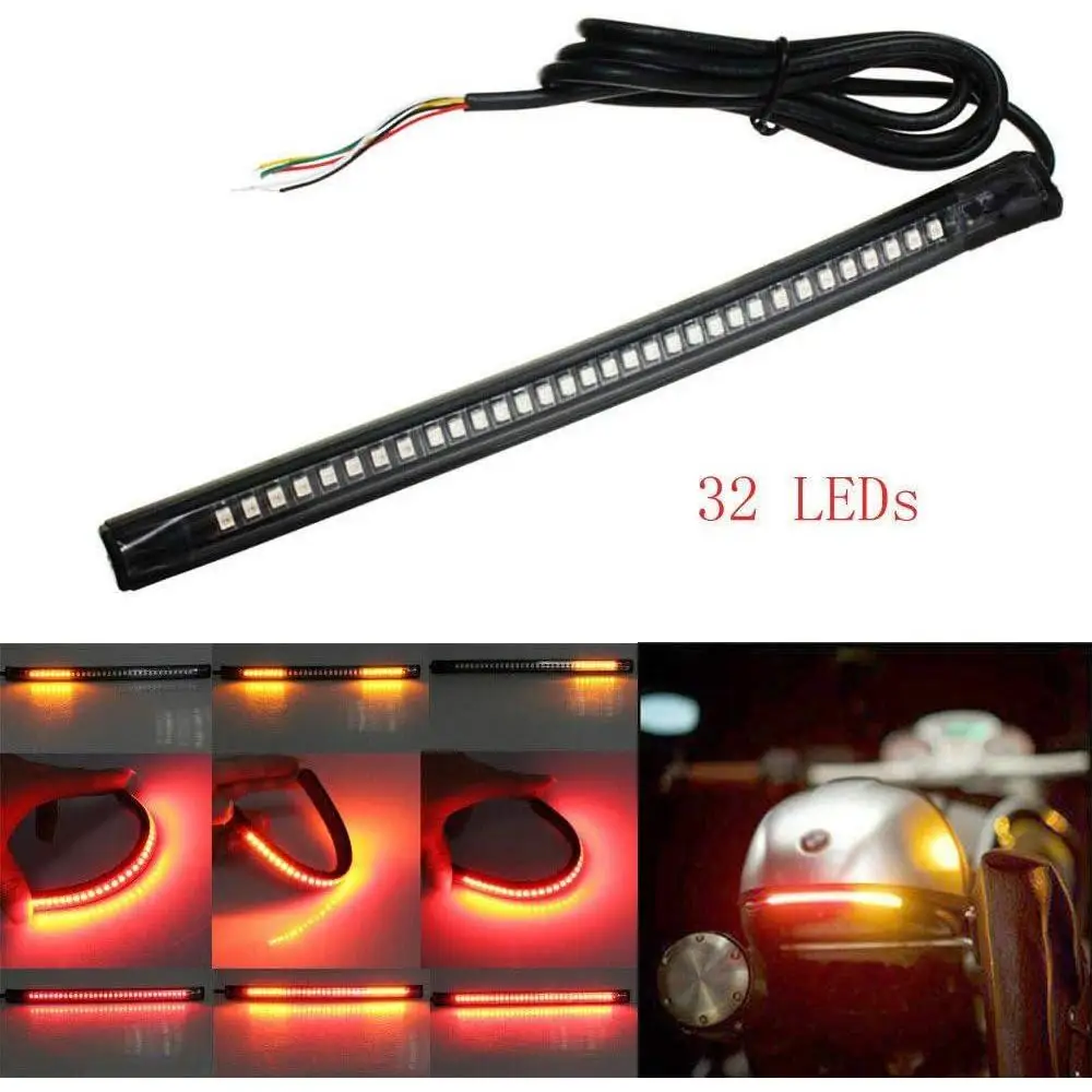 Flexible LED Light Strip with Tail Brake Stop Turn Signal(32 SMD/48 SMD ) DC 12-15 V Motorcycle Accessories