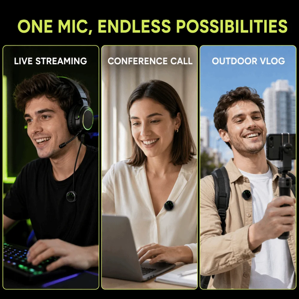Noise Cancellation Wireless Microphone Plug and Play Magnetic Mini Microphone with Charging Case Portable Back Clip