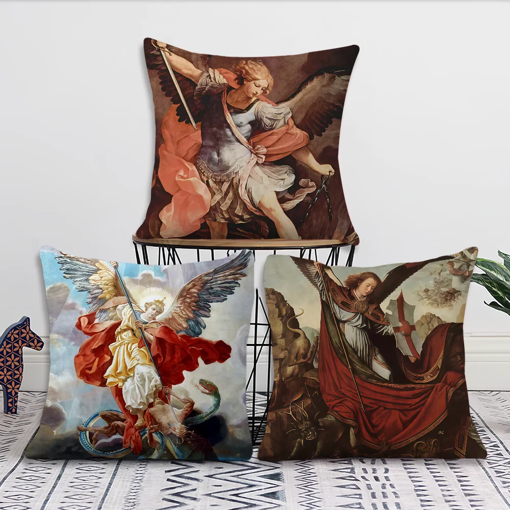 St Michael Archangel Angel Catholic cushion cover For Pillow Printing Sofa Decoration Home Car Room Coffee Nordic Simplicity