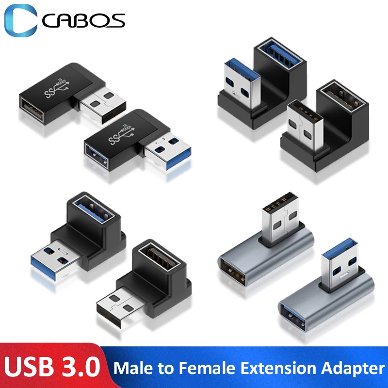 USB3.0 Male to Female Extension Adapter 90 Degree Right Angle Connector OTG Adapter Up Down 10Gbps USB Extension Plug Converter