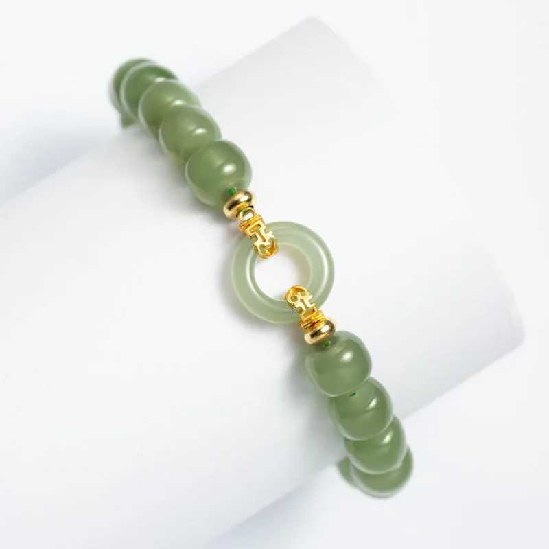 New Bohemian Vintage Beaded Natural Hetian Jade Bracelet Elegant Retro Fashion Hand Ornaments Bracelet Women Casual Jewelry Gift