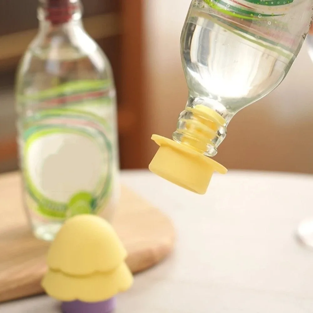 Pine Tree Shape Bottle Stopper Anti-slip Silicone Multi-functional Bottle Opener Sealed Labor-saving Beverage Bottle Opener