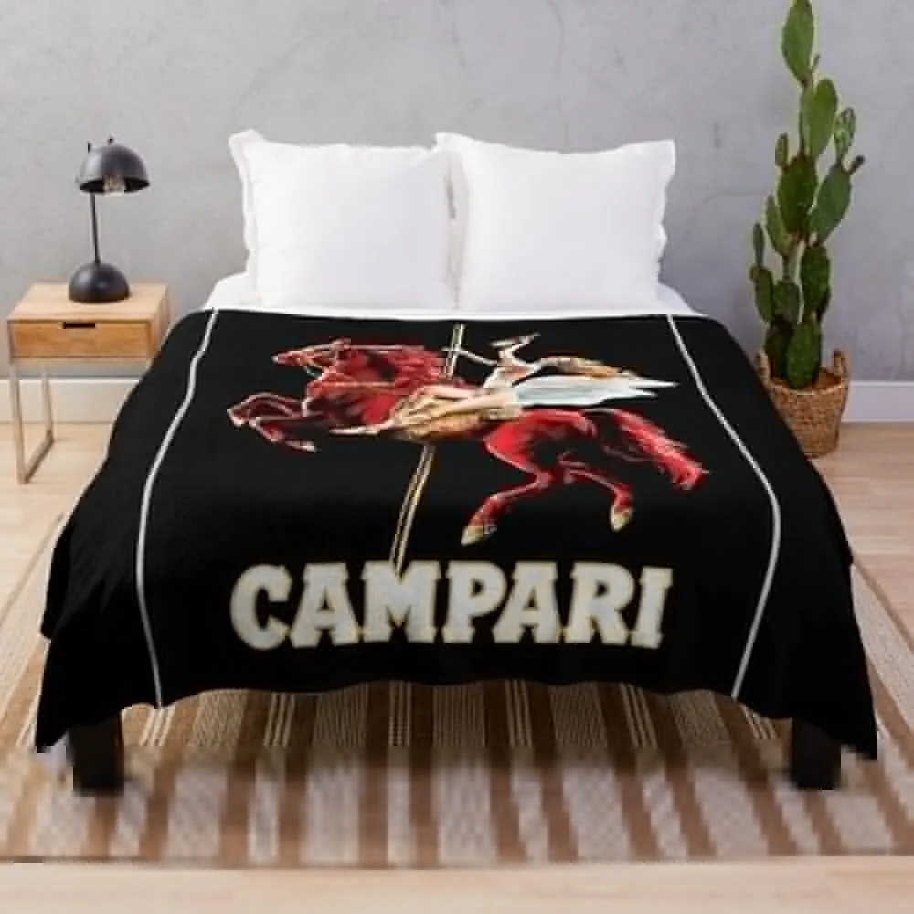 Vintage Campari Wine and Liquor Spirits Red Horse Art Print Throw Blanket Summer Beddings For Baby Single Blankets