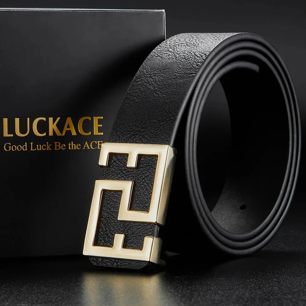 LUCKACE Original Design Belts for Men Women Stylish Decent Microfiber PU Leather Belt Youth Trendy Cute Waist Strap Cool Ideal G