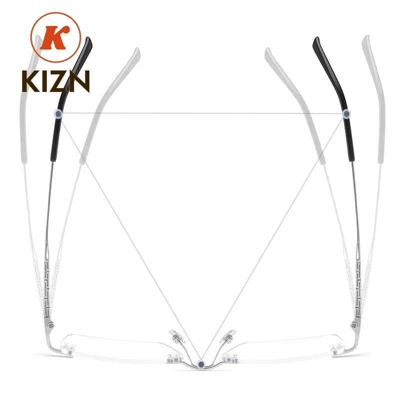 نظارات KIZN بدون إطار خفيفة للغاية للأعمال مربعة جديدة، نظارات طبية بدون إطار من التيتانيوم النقي