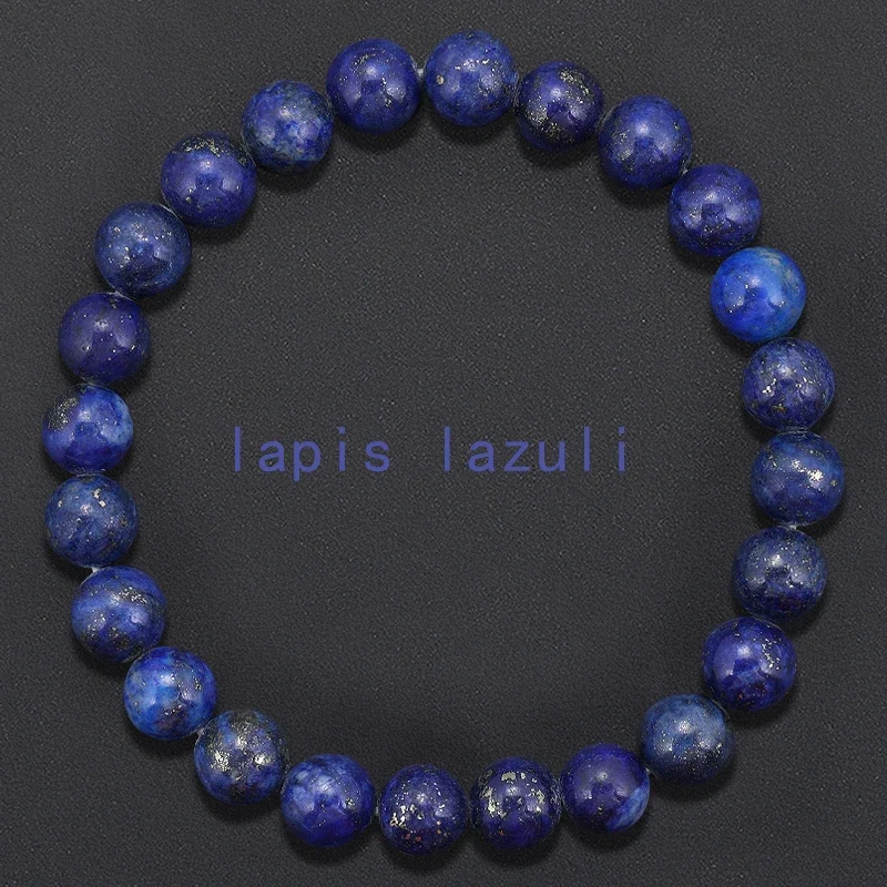 

5A Natural Lapis Lazuli Stone Beads Bracelet Homme Elastic High Quality 8Mm Round Bracelet Accessories Birthday Gift