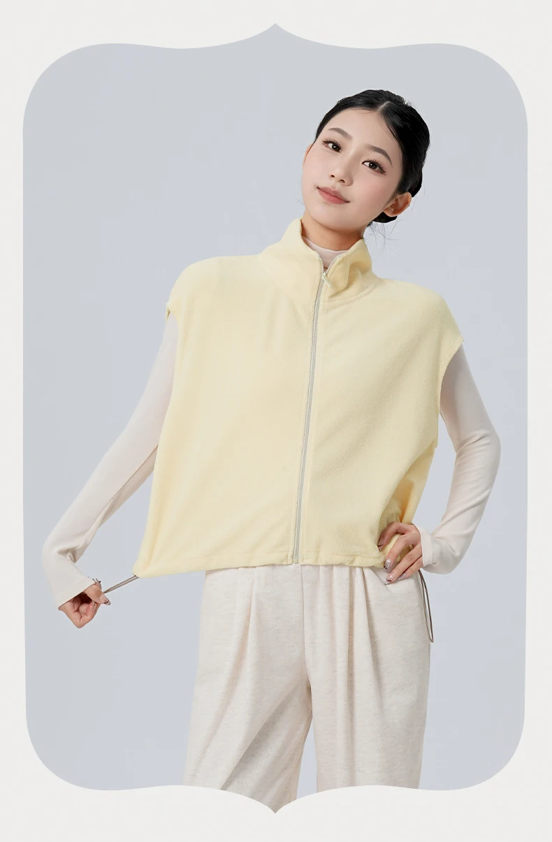 Warme Tanzweste für Damen, mit Fleece gefüttertes Ballett-Übungsoberteil für erwachsene Frauen, Herbst-Winter-Tanzbekleidung, lässiger Rollkragenmantel – Detail 10