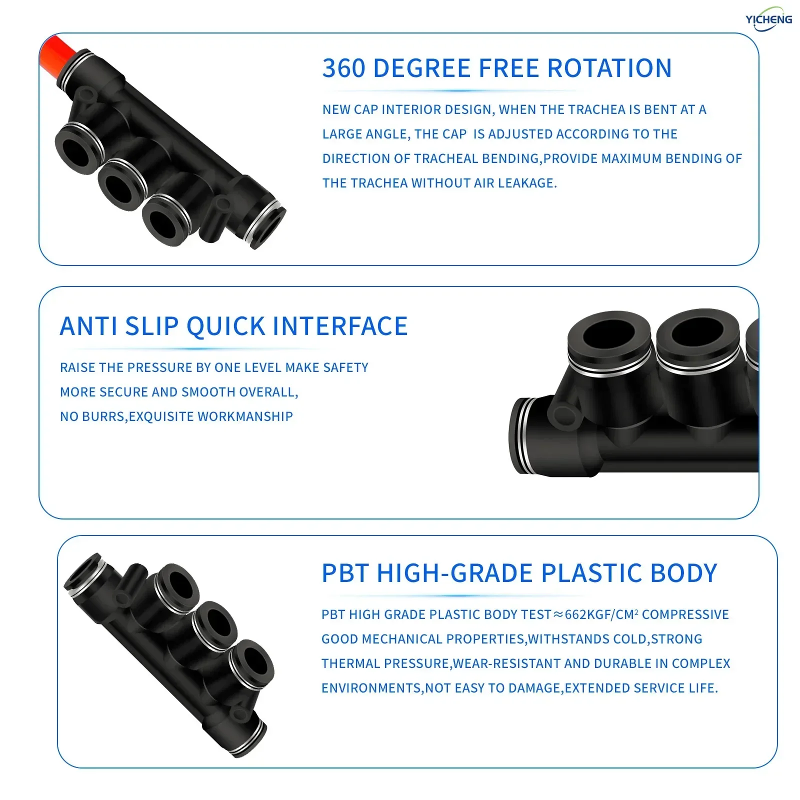 Yicheng conector de mangueira pneumática multicanal 10mm tubo od push para conectar tubo acessórios rápidos push lock (pacote com 10)