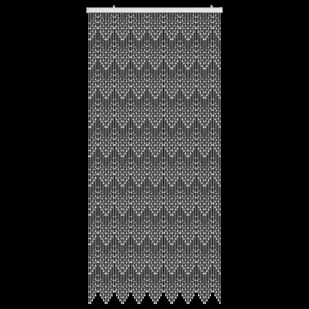 Tirai Manik-manik Pola Gelombang Akrilik Putih, 35,5 x 79, 81 Untai, Pembatas Ruangan Jendela Pintu
