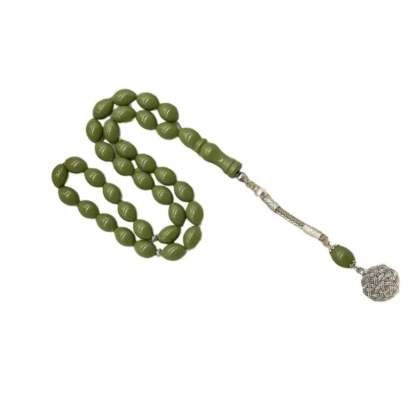 A52E Classical Oval Muslims Prayer Bracelet Acrylic Beads Spiritual Practice Tool