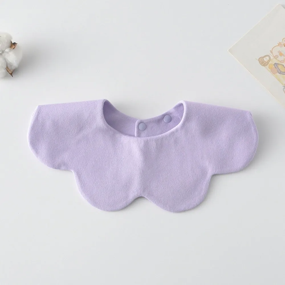 Solid Color Baby Feeding Bib Comfortable Petal Design Drool Burp Cloth Soft Cotton Double-sided Wearing Cotton Saliva Towel