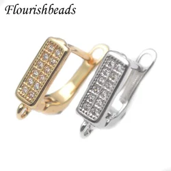 Nickel Free Gold Plated Paved Double Row Zirconbeads Earring Hooks Clasp Shvenzy for Women DIY Jewelry Accessories