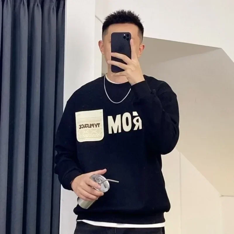 

Sweatshirts for Men Winter Cotton Printing Man Pullover Overfit Y2k Clothes Harajuku Fashion S One Piece New In Pastel Color Emo