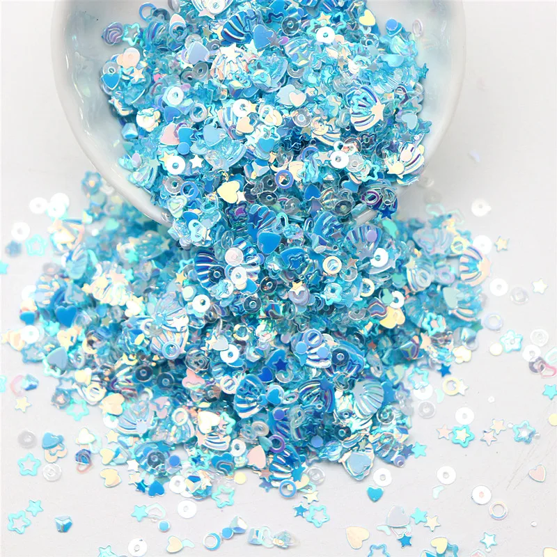 Multi Size Mix Color 1-10mm Glitter PVC Multi-Shape Glitter Glitter Glitter Sequin Sewing Wedding Craft Accessories 10/20g